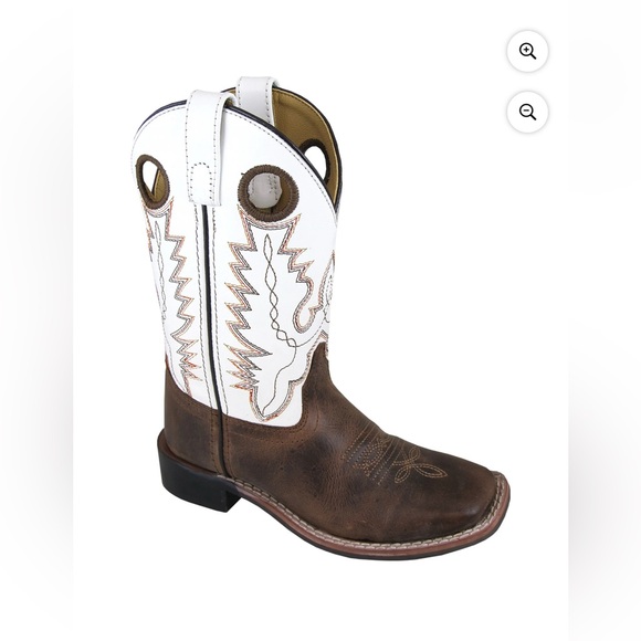 Smoky Mountain Boots Kid's Jesse Brown Waxed/White Cowboy 3664 youth size 2.5